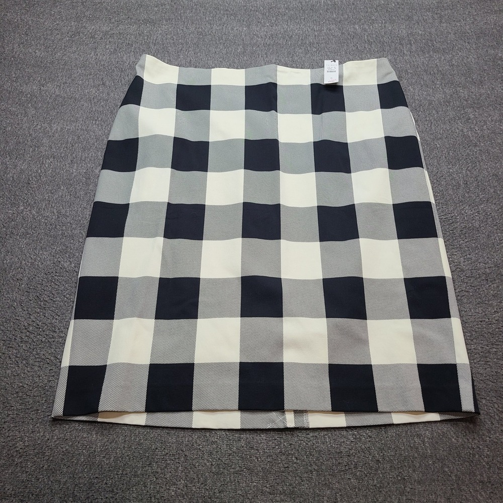 Talbots Pencil Skirt Women‎ 16 Black White New Buffalo Check Plaid Lined Stretch